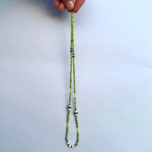 Lavender and Moss, opal and vintage beaded necklace. Handmade 20”